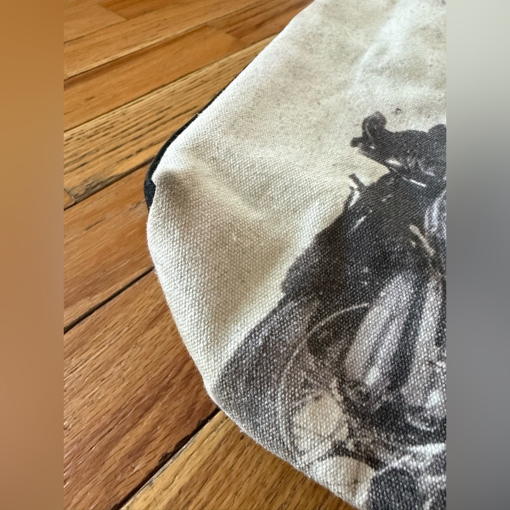 Barbour Racing Riding Biker Motorcycle Shoulder Handbag/Tote Black/White Canvas - Picture 15 of 16